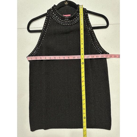 Carmen Black Metallic Sparkle Cardigan & Beaded Neckline Halter Top 2 Piece XL - Picture 7 of 7